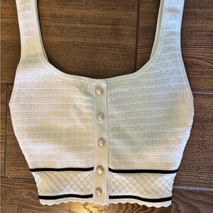 Babaton White Textured Crop Top